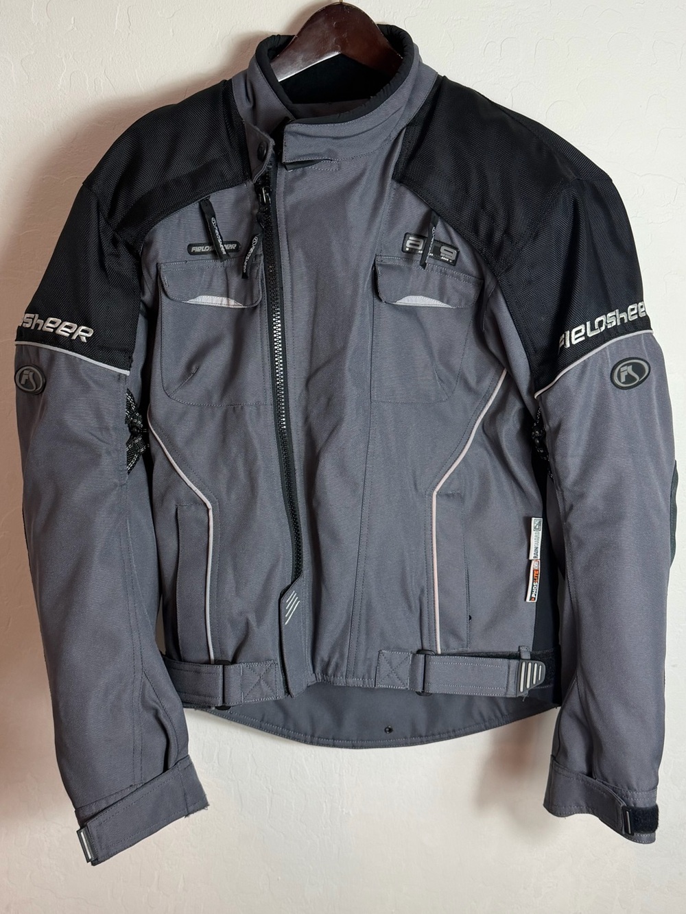 Fieldsheer Mesh Padded Armored Motorcycle Jacket, Men’s Gray/Blk Size XS